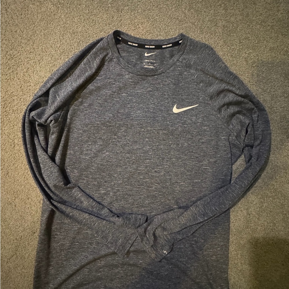 Nike Men's Heathered Navy Gray Long Sleeve Tee